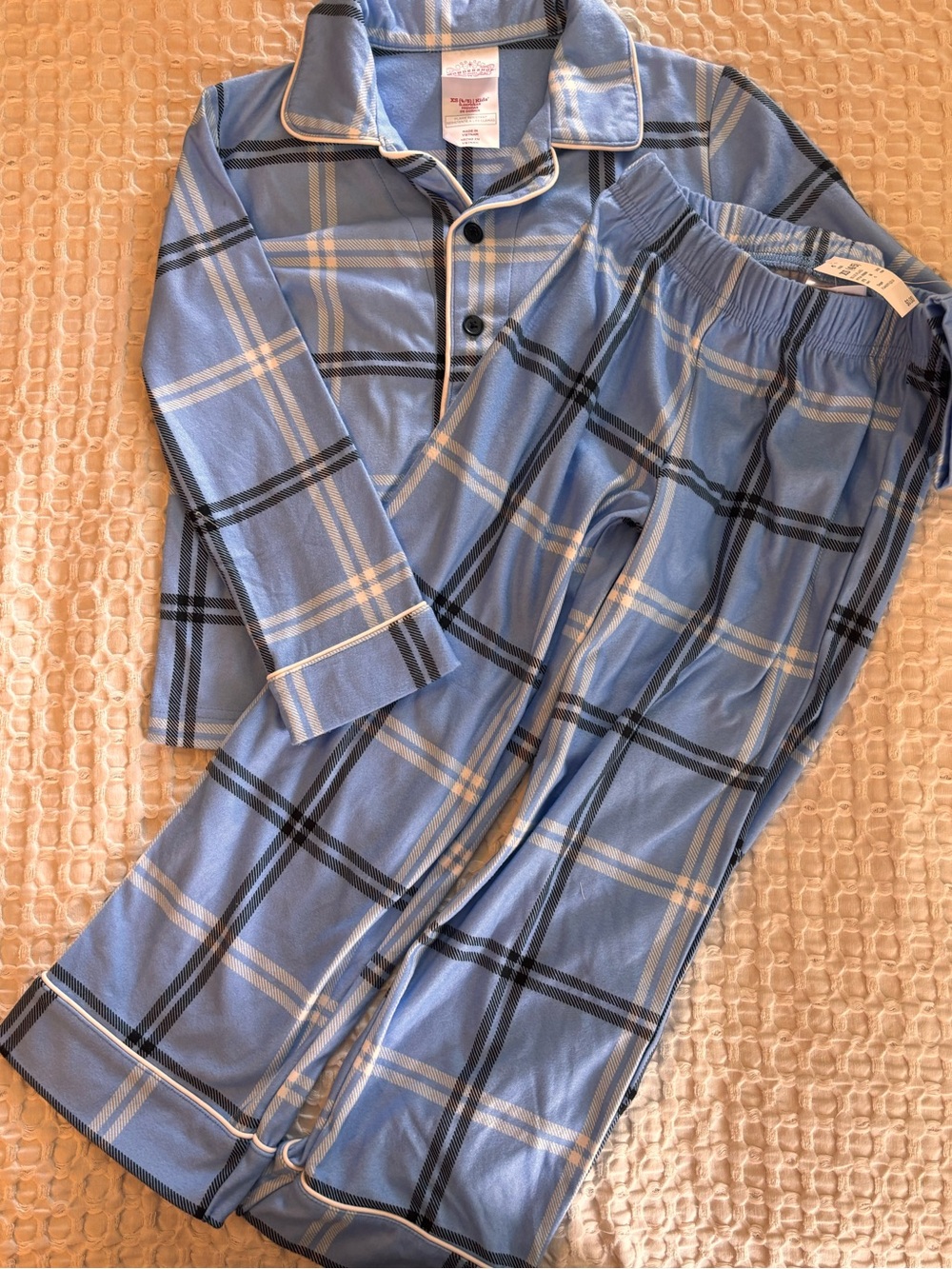 Multiple Sizes NWT Wondershop Light Blue Plaid Kids Pajama Set